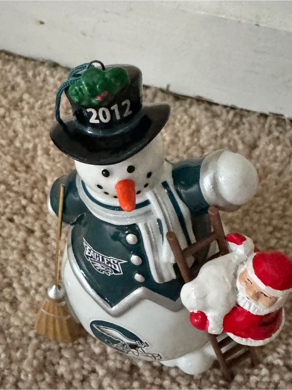 Philadelphia Eagles Danbury Mint Game Day Snowman 2012 Ornament w Box
